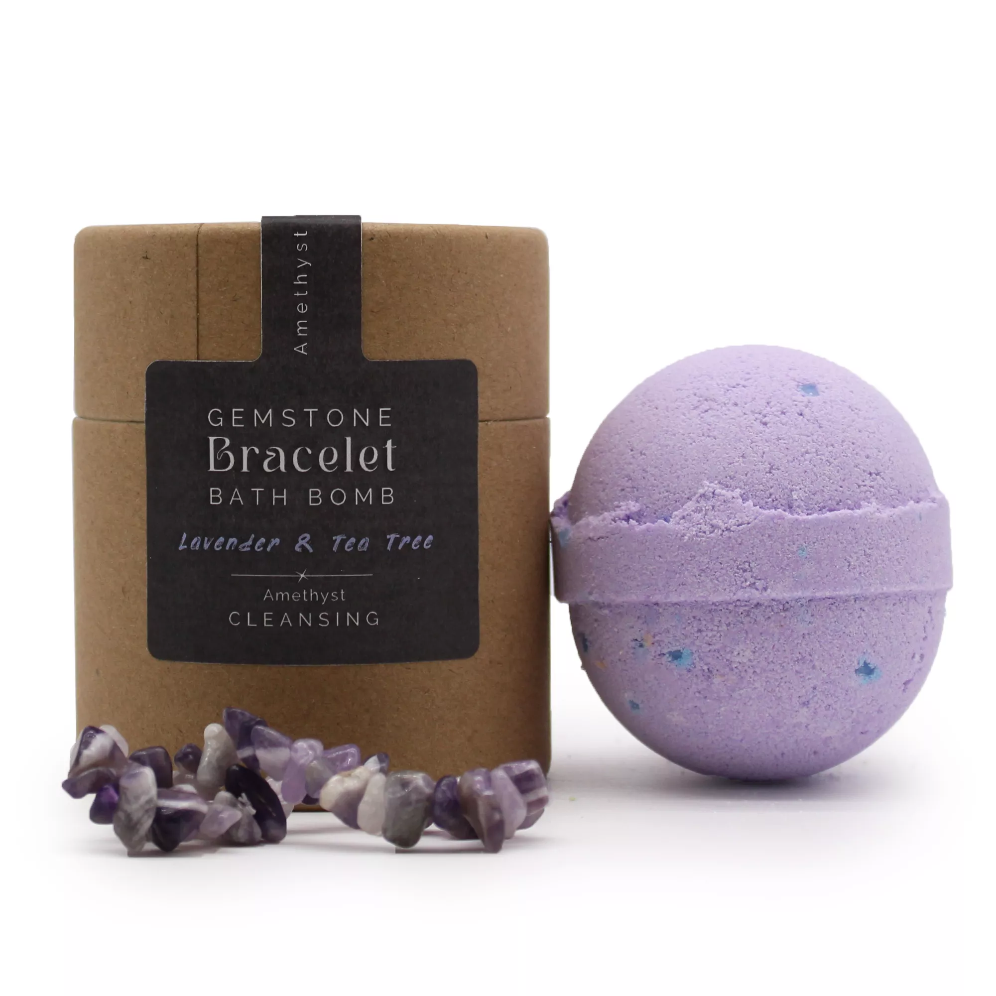 Amethyst Lavendel-Teebaum - Badebombe mit Edelsteinarmband