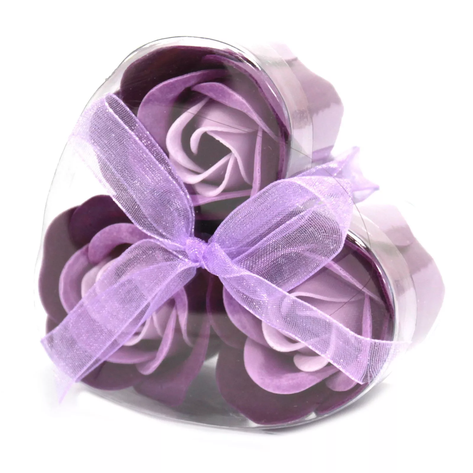 Seifenrosen Herzbox Lavendel (3 Stk) - Premium Geschenkset