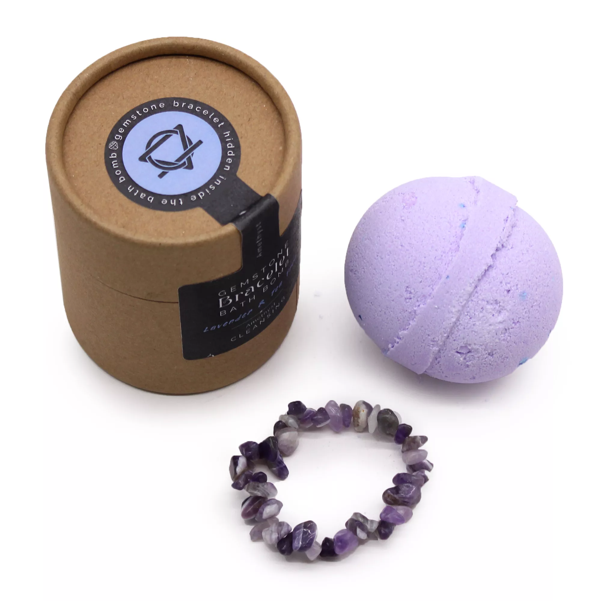 Amethyst Lavendel-Teebaum - Badebombe mit Edelsteinarmband