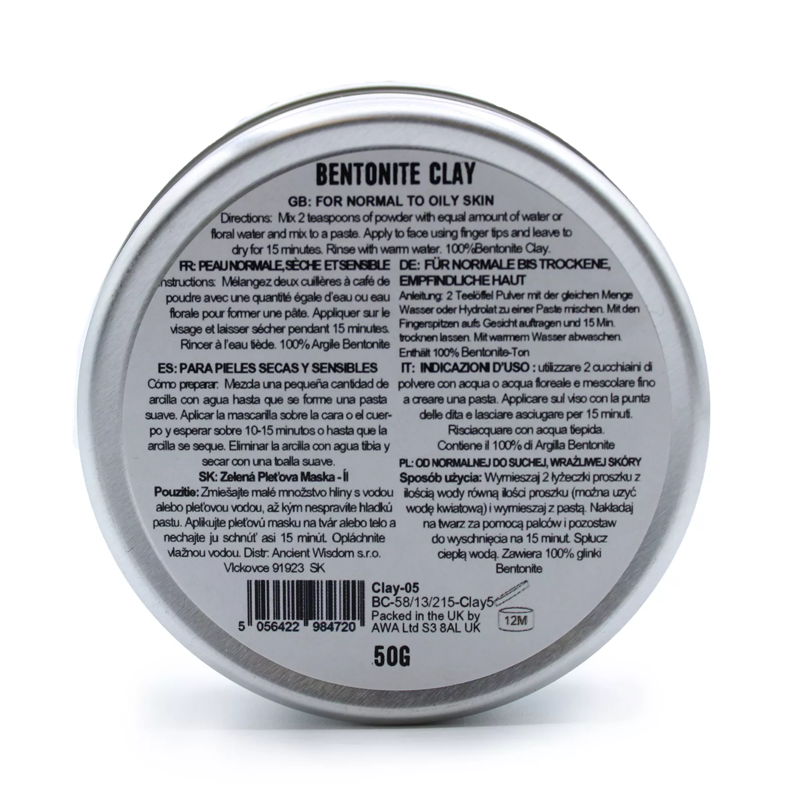 Bentonit-Tiefenton 80g - Porenreinigende Maske
