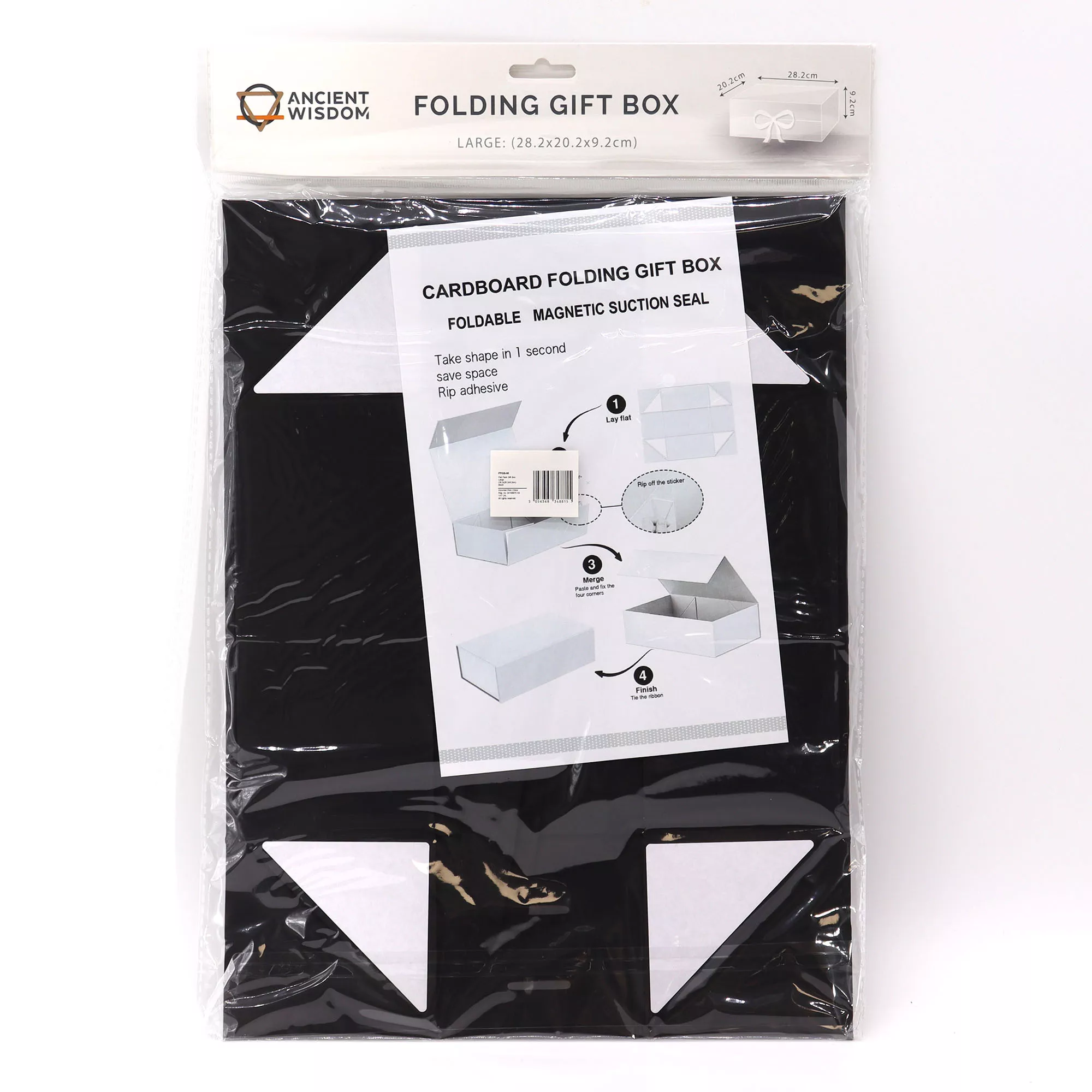 Elegante Schwarze Geschenkbox - Faltbare Verpackung mit Schleife