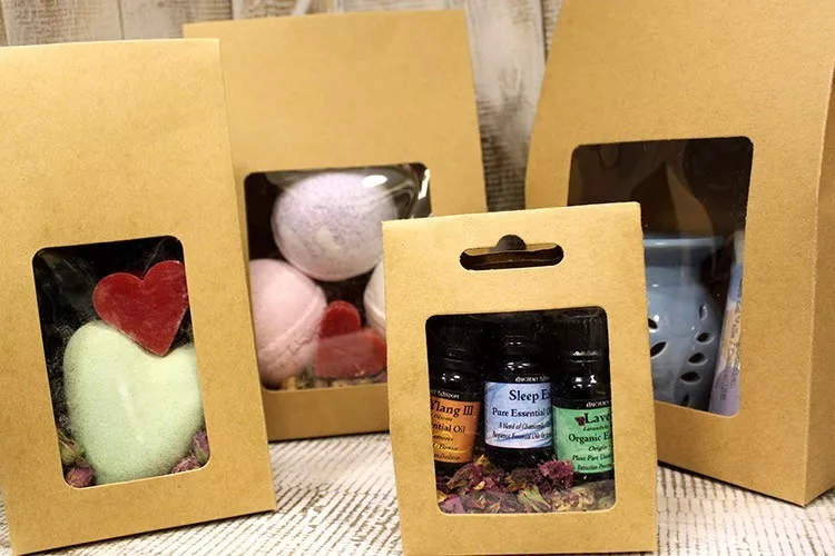 Fenster-Dekor Faltschachtel 9,5x13x4,3cm (4 Stk) - Geschenkbox mit Sichtfenster