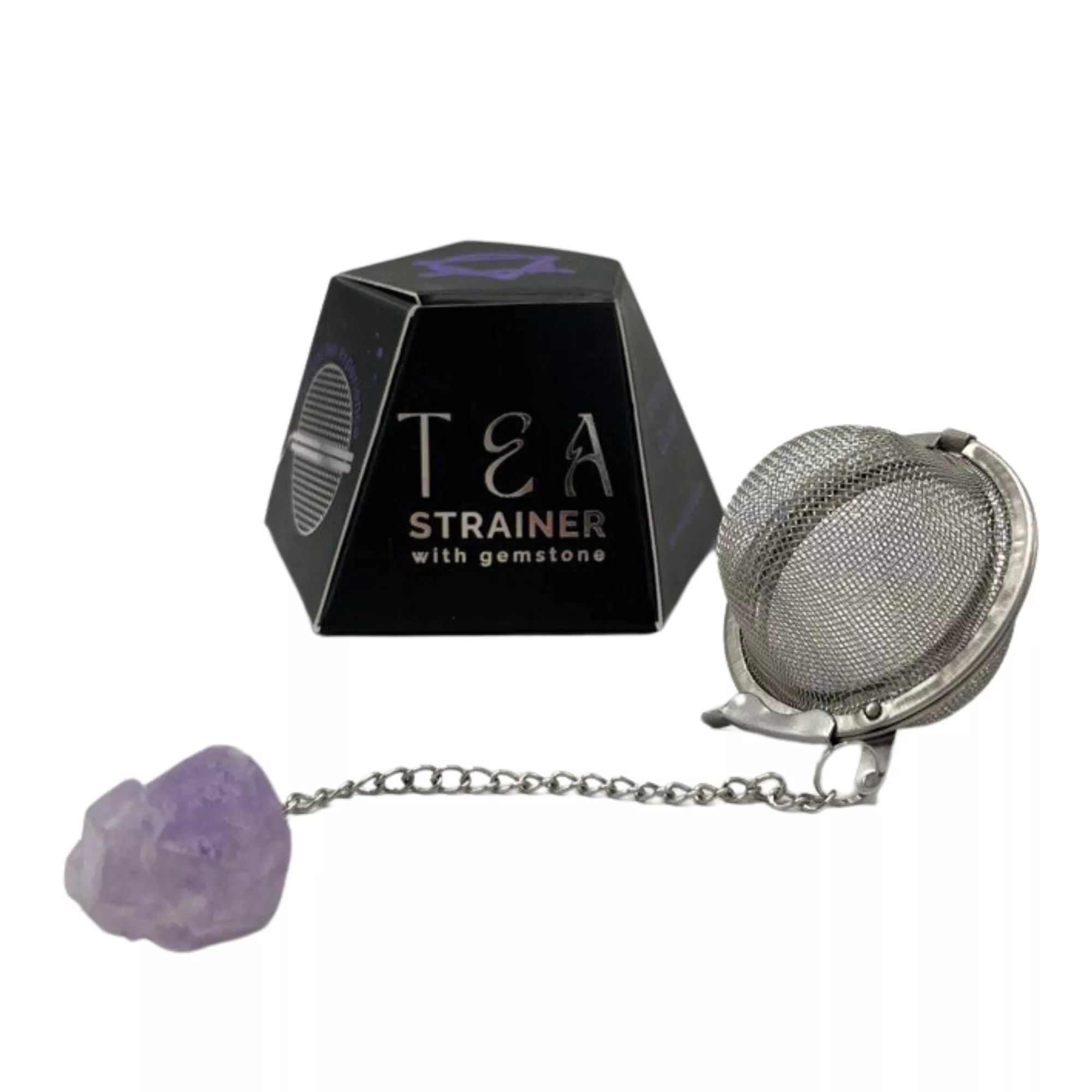 Amethyst-Drusen - Edelstahl-Teesieb