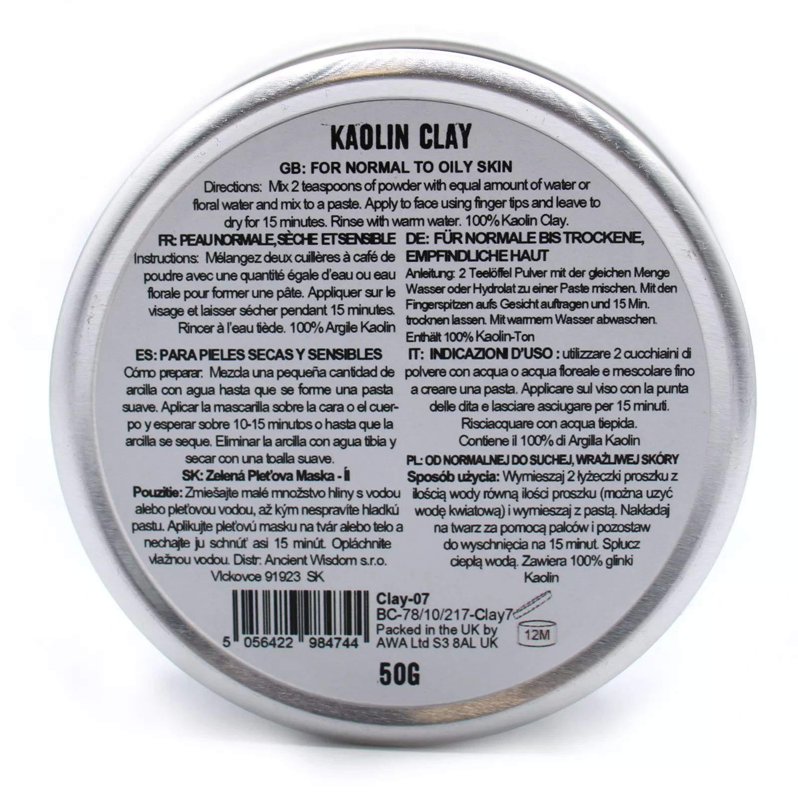 Reiner Kaolin-Ton 50g - Sensitive-Tonpulver