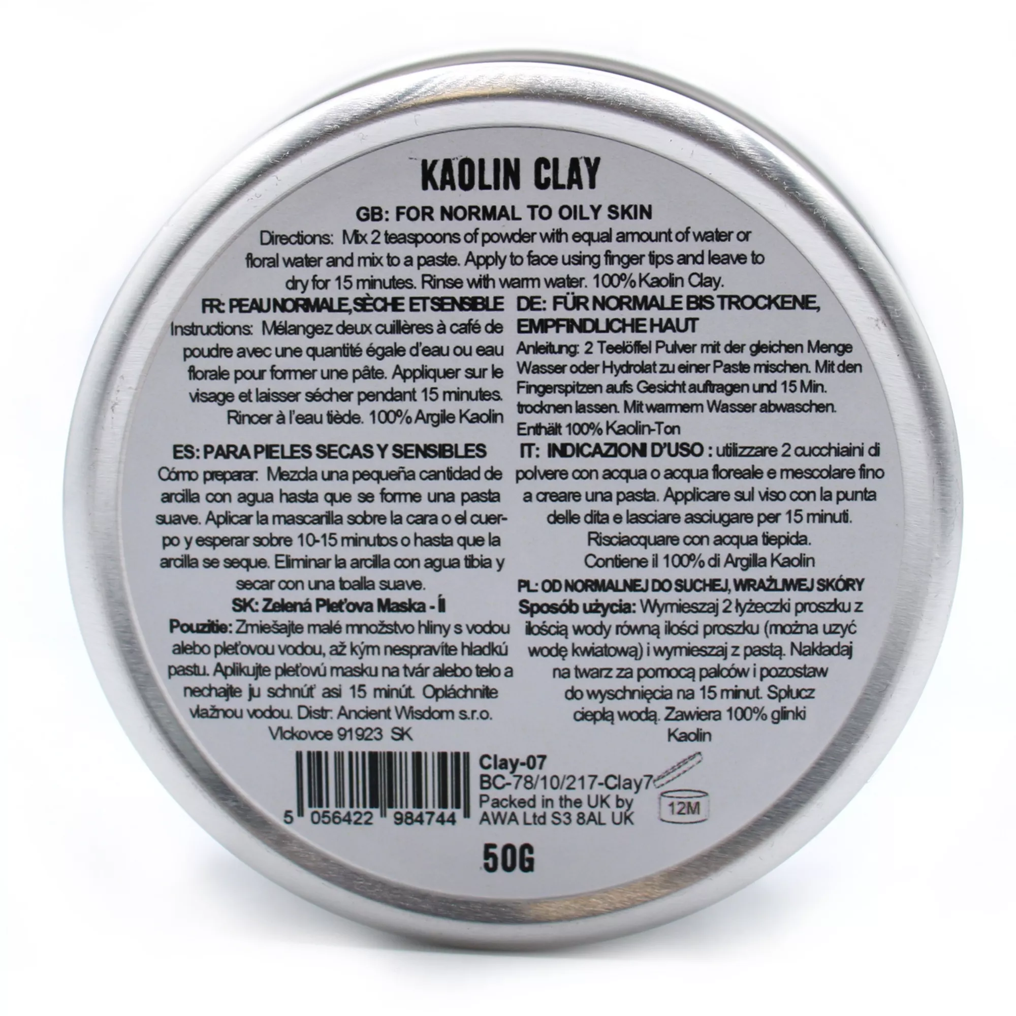 Reiner Kaolin-Ton 50g - Sensitive-Tonpulver