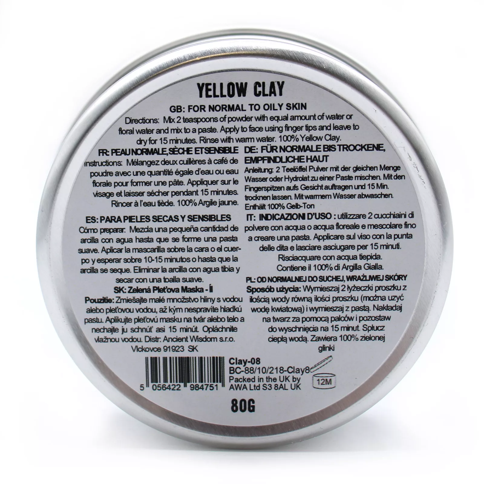 Gelber Sonnenkraft-Ton 80g - Tonpulver-Maske