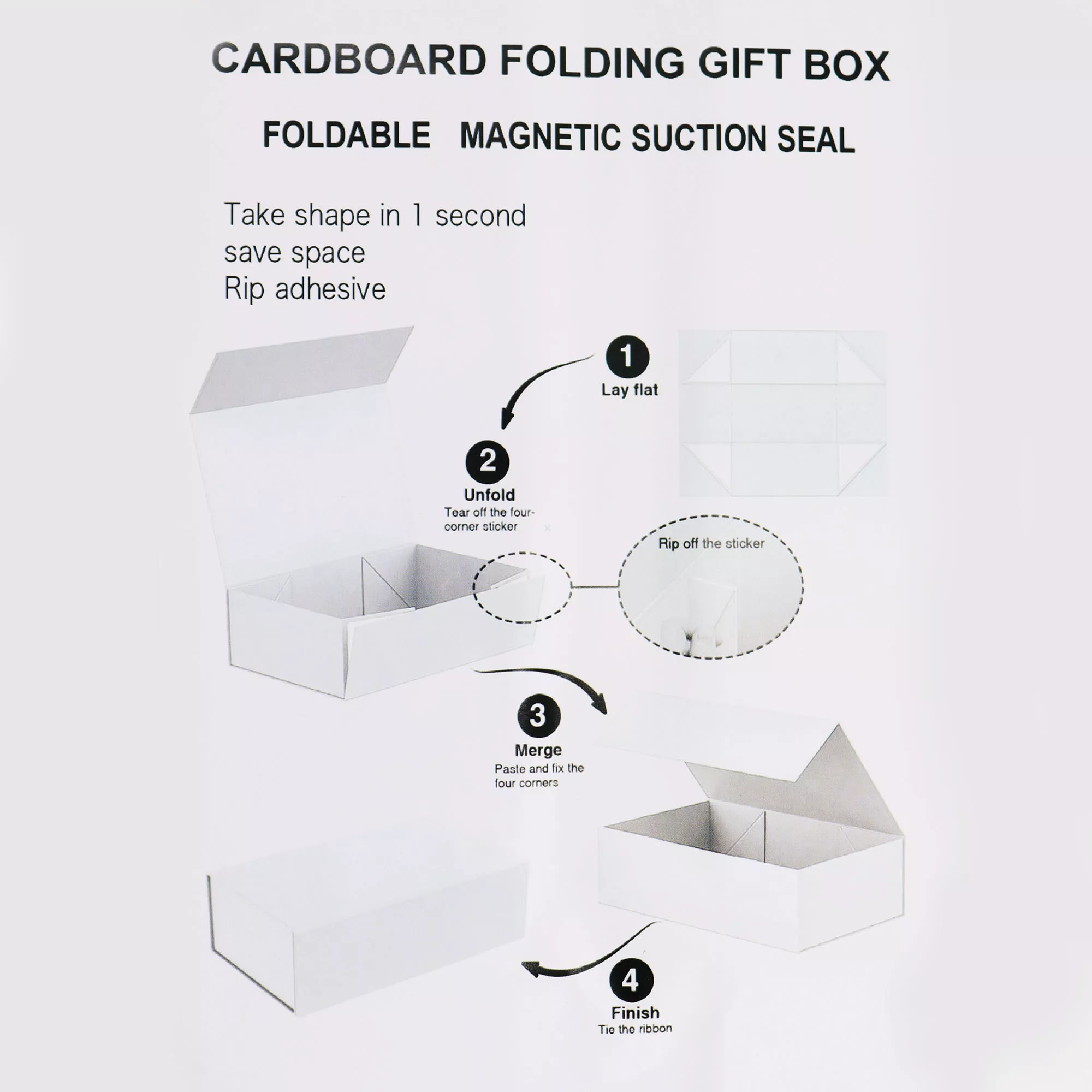 Elegante Schwarze Geschenkbox - Faltbare Verpackung mit Schleife