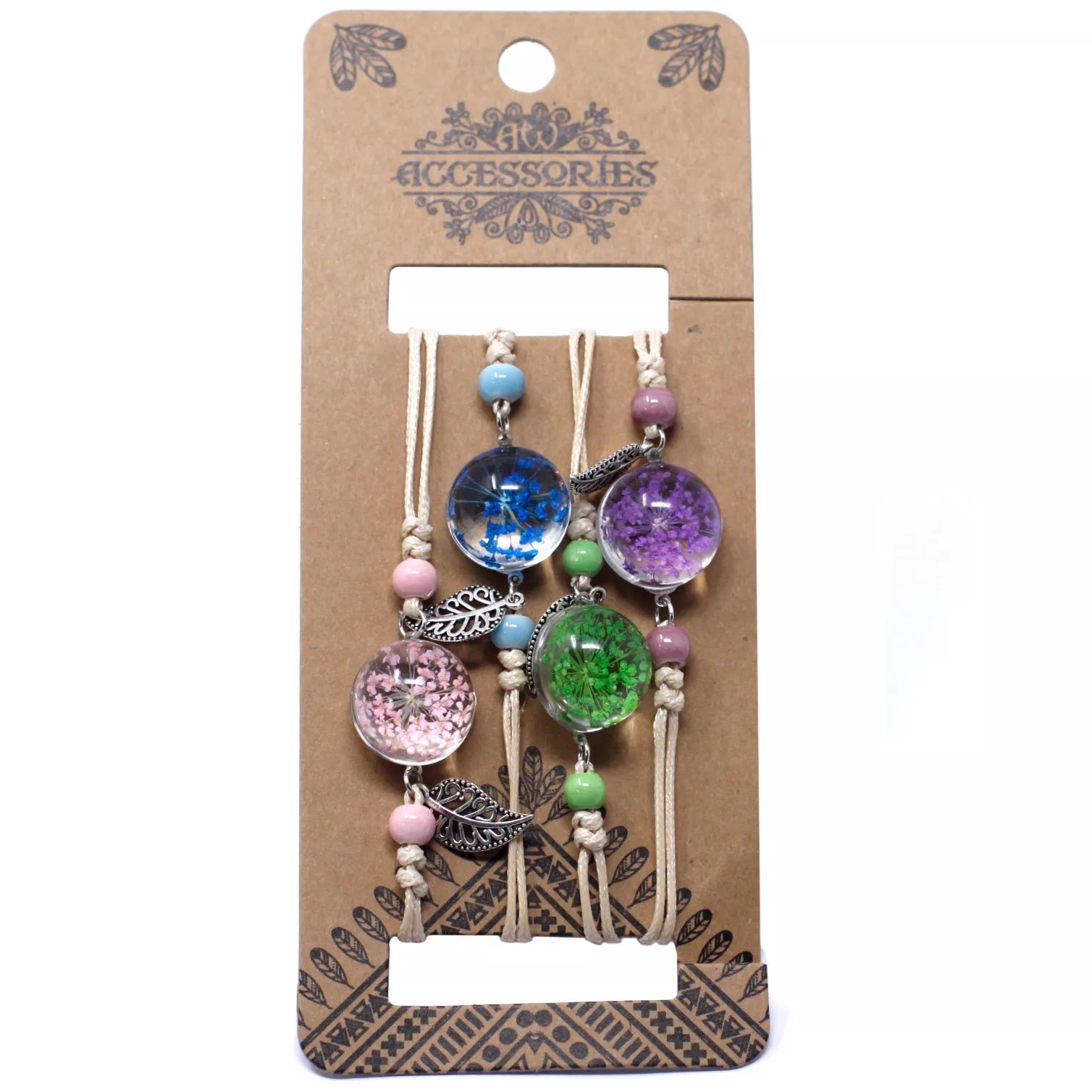Blumenarmband mit Glasgravur - Glasarmband mit Naturblumen