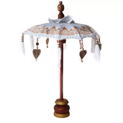 Bali Miniatur-Parasol Gold 40cm - Canvas-Holzschirm mit Goldornamenten