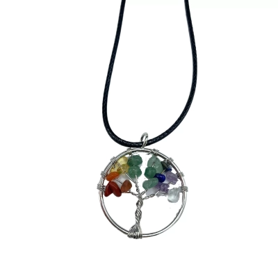 Chakra-Edelstein - Edelstein-Anhänger mit Lederband
