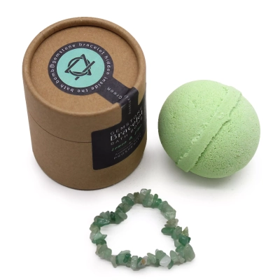 Grüner Aventurin Zitrus-Limette - Badebombe mit Edelsteinarmband