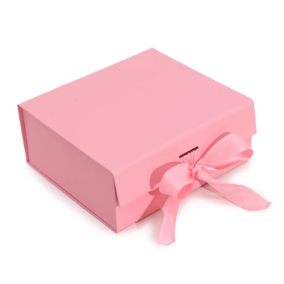 Rosa Eleganz - Faltbare Geschenkbox mit Schleife