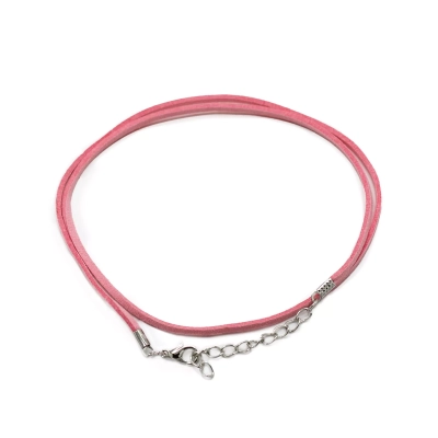 Wildlederimitat-Band Rosa 2,5mm x55cm - Anhängerband mit Metallverschluss