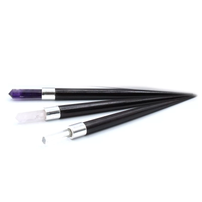 Amethyst-Rosenholz (3 Stk) - Energiestab mit Silberspitze