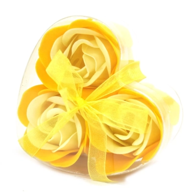 Seifenrosen Herzbox (3 Stk) - Handgefertigte Seifenblumen