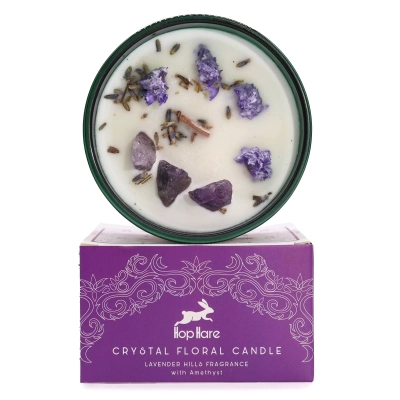Amethyst-Lavendel - Kristall-Zauberkerze