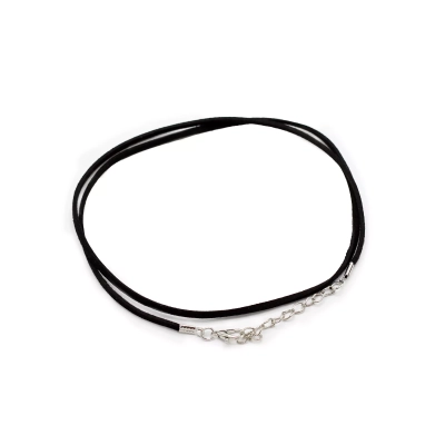 Wildlederimitat-Kordel Schwarz 2,5mm x55cm - Halsbandkordel mit Metallverschluss