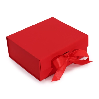Elegantes Rot - Faltbare Geschenkbox mit Schleife