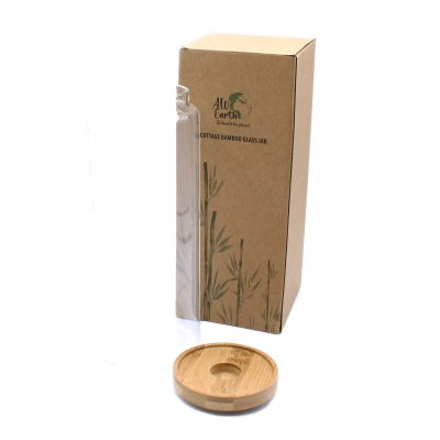 20cm Vorratsbehälter - Bambus-Glasbehälter