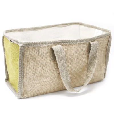 Große Einkaufstasche 33x18x20cm Olive - Jute & Baumwolle Tasche